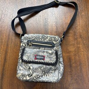 Sakroots Artist Circle Peace Coated Canvas Small Flap Messenger Crossbody Bag